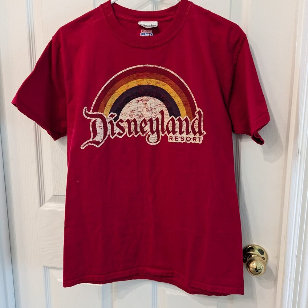 Disney Disneyland Resort Rainbow Logo Tee Red Size Medium